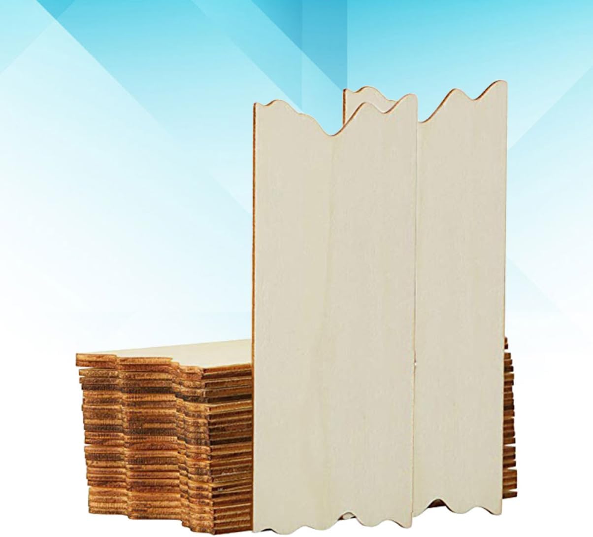 24pcs Wooden Hanging Boards DIY Blank Wood Chips with Ropes