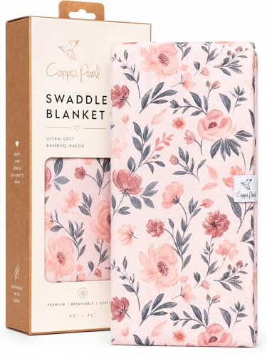 Image of Copper Pearl Large Premium Knit Baby Swaddle Receiving Blanket Floral Morgan