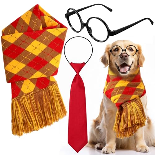 Sanwuta 3 Pcs Dog Halloween Costume Accessories, Dog Wizard Costumes