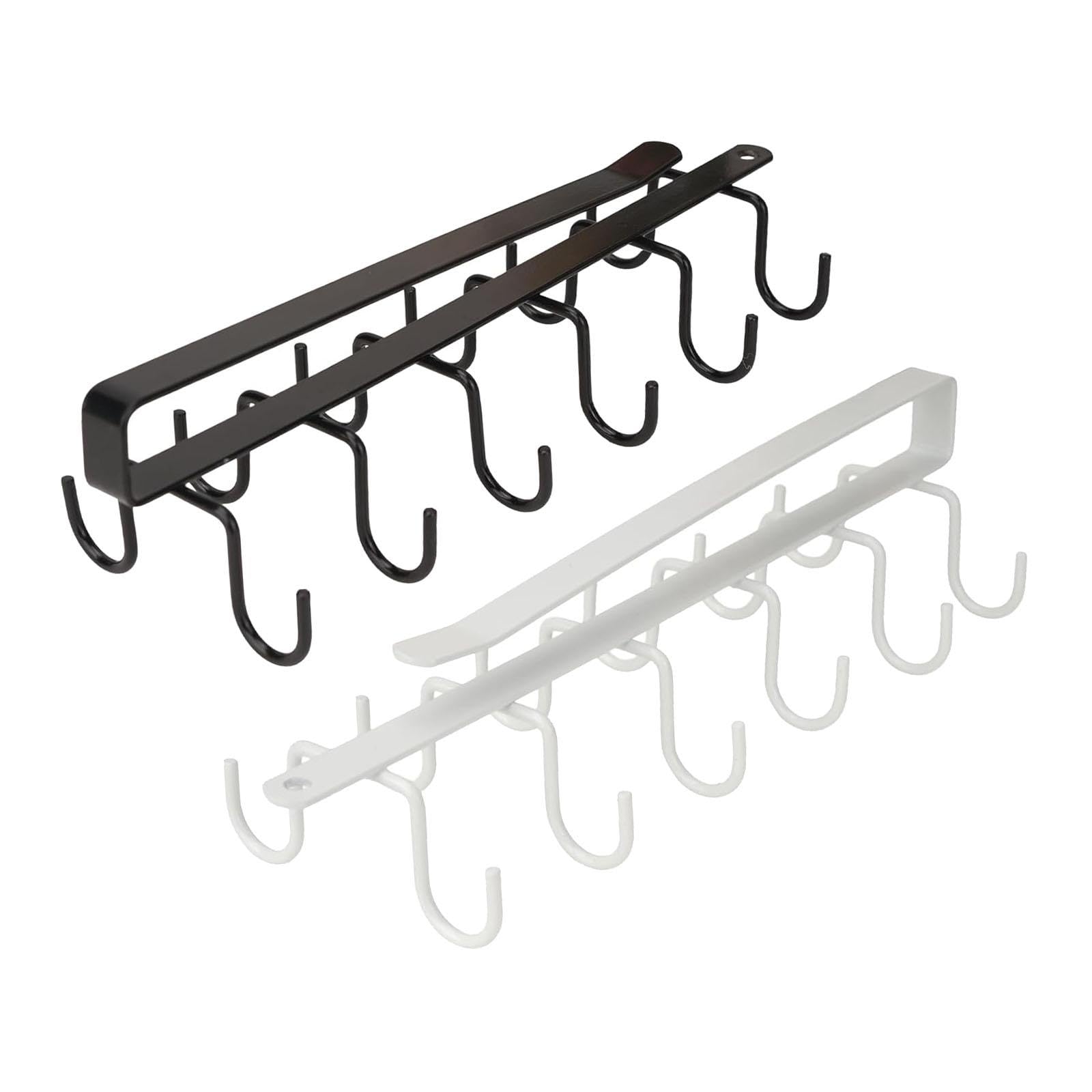 2X Mug Hooks Under Cabinet Metal Coffee Cup Holder for Mugs Coffee Cups Home Double Row-image-45