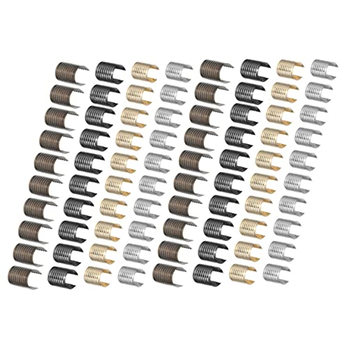 Veemoon 160Pcs Leather Rope Clips for Jewelry Making Durable Crimp Fasteners for Crafts Wide Long Each Light and