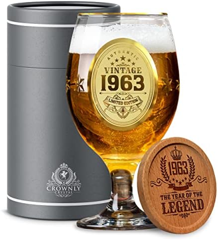 Kies®GIFT 1963 Beer Glass Birthday Gifts for Men 60th Birthday Gifts for Women Old Man Gifts Happy Birthday Glasses Gift Ideas Beer Gifts for Men Personalized Gifts Old Fashioned Glass Beer Glasses
