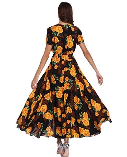 Image of Ferrendo Women's Floral Maxi Dress Button Up Split Flowy Bohemian Party Beach Dresses