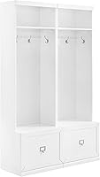 Vista 1 de Crosley Furniture Harper - Juego de 2 piezas con banco de almacenamiento y ganchos para colgar percheros, color blanco