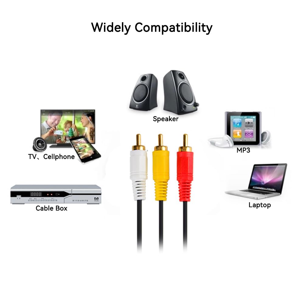Cable alargador 3 RCA macho a 3 RCA hembra, chapado en oro, ideal para audio y vídeo DVD CD, AV, TV, (4.5m)
