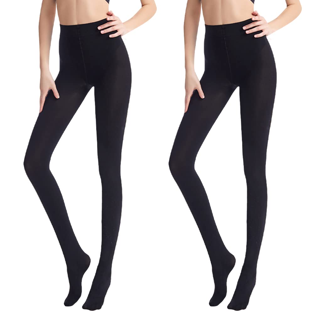 feifei's bow 2 Pairs Women 80 Denier Matte Opaque Stretch Fit Soft Black Tights, Black, One Size-picture-39