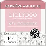 LILLYDOO - Couches Bébé Hypoallergéniques, Taille 1 (2-5 kg), Box mensuelle (144 pièce...