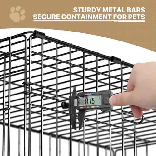 MoNiBloom Foldable Metal Dog Crate, Double-Door Design, Includes Leak-Proof Pan & Divider, 48 Black