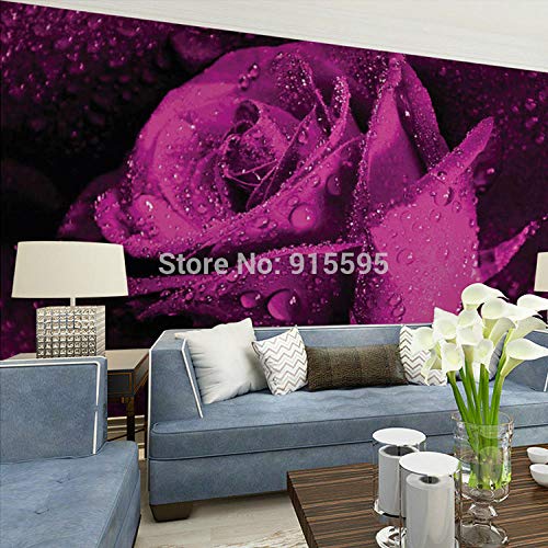 Papier peint mural 3D effet stéréochic fleur rose grand format