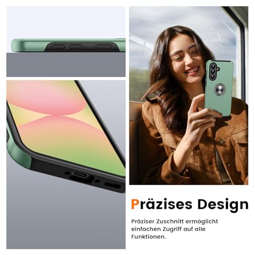 Doeshine Hülle für Samsung Galaxy A56 /A36 5G mit 2 Stück Schutzfolie, Militärschutz Kameraschutz Stoßfest Samsung A56 5G Hülle mit 360° Magnetischer Drehbarer Ständer, Hellgrün 6