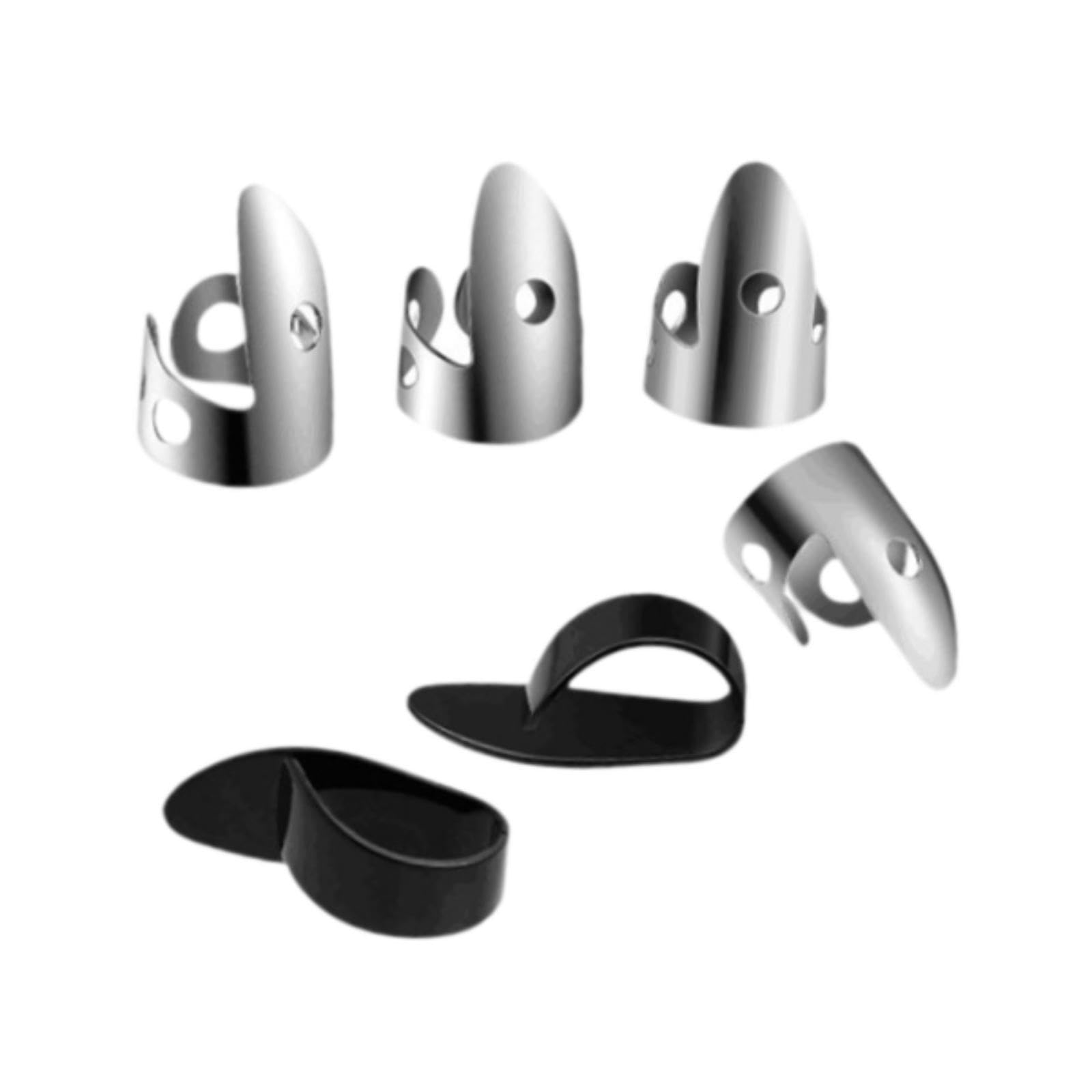 CLUB BOLLYWOOD® 6 Pieces Finger Thumb Picks Set Stainless Steel Finger Picks and Thumb Picks|Musical Instruments & Gear | Guitars & BES |Picks|4 Finger Picks-image-30