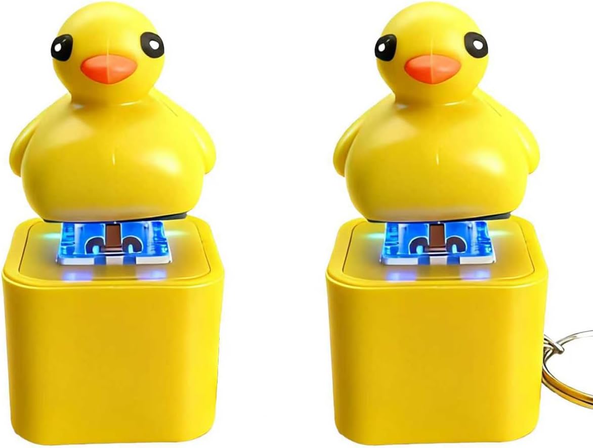 Quacking Duck & Croaking Frog Fidget Toy, Rechargeable Quacking Duck Keychain with Sound LED Lights, Duck & Frog Fidget Clicker, Fun & Portable Anxiety Relief Toy (Duck+Frog)