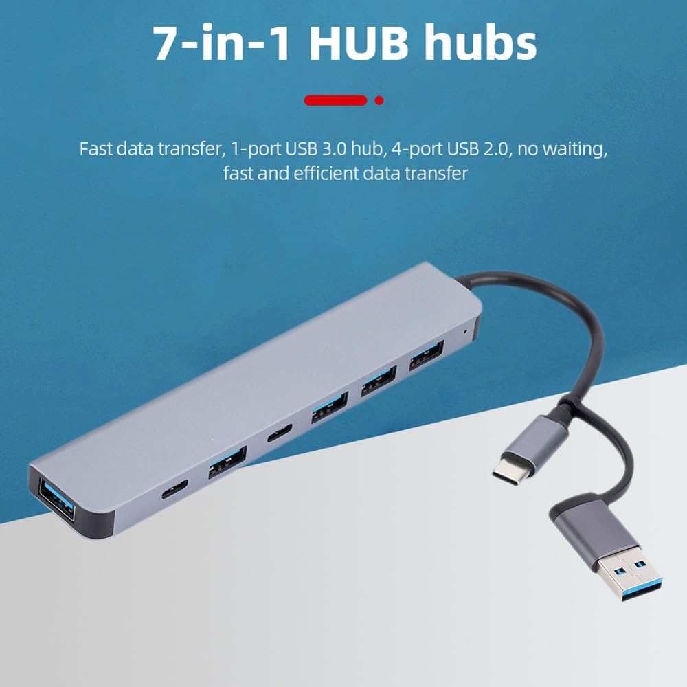 Adattatore multi splitter USB di tipo C 4/5/7 porte Hub USB Expander trasmissione ad alta velocità Plug and Play per PC Computer (dimensioni: C)