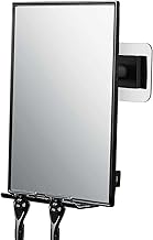 Shower Mirror for Shaving - with Squeegee, Razor Stand for Shower & Swivel, 360°Rotation Adjustable Bathroom Mirror