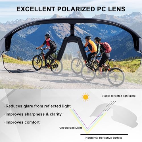 Image of BangLong Polarized Sports Sunglasses for Men Women UV400 Protection | TAC HD Lens, RX Insert Included, Lightweight Wrap-Around Design for Running Cycling Baseball Hiking
