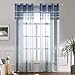 MIULEE Voile Tenda Finestra con Occhielli Tenda a Pannello Tende a Vela Trasparente per Soggiorno e Camera da Letto 2 Pezzo Set Blu+Azzurro 140X245CM