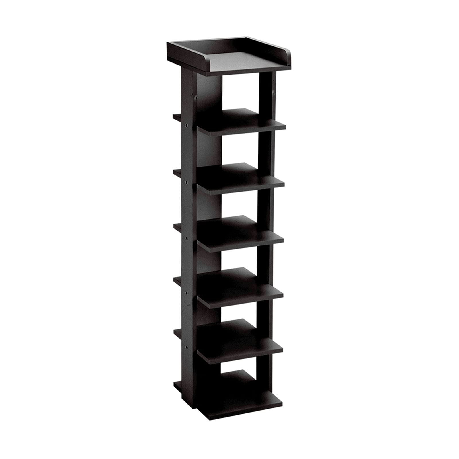 Holdfiturn 7-Tier Shoe Rack Organiser 104 x 25 x 27cm Modern Black Shoe Rack Storage Cabinet for Home