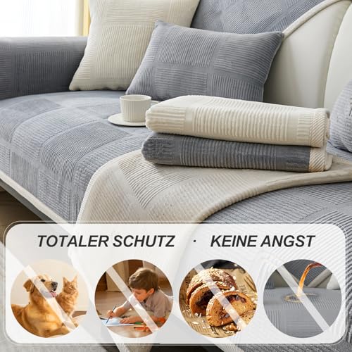 BXAEYIPOR Couch Überzug,Sofa Überzug,Sofa-Schutzhülle mit Rutschfester Unterlage,Neue Universelle rutschfeste Solide Strukturierte für Wohnzimmer,Multi-Size Sofa Sitzkissenbezug.