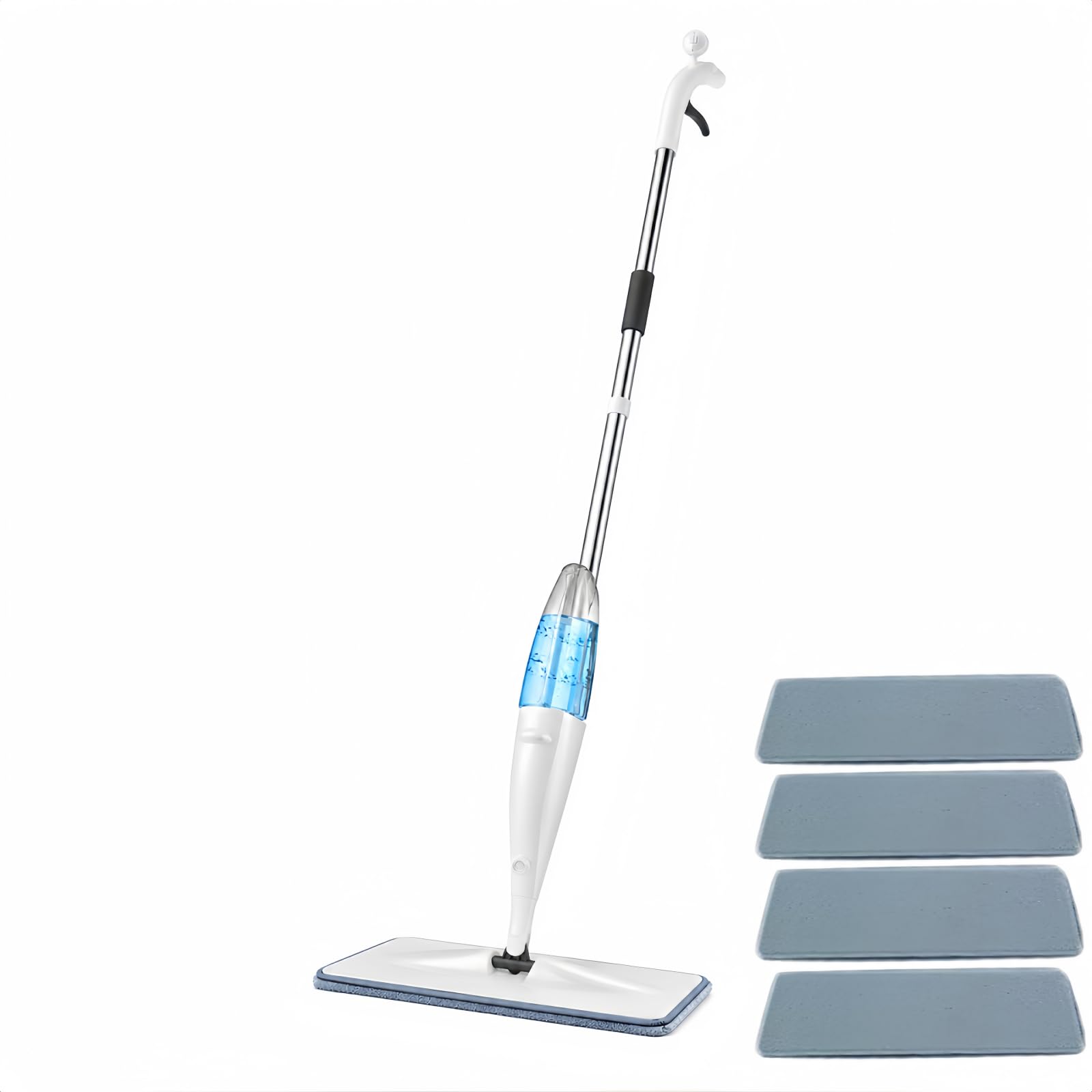 Mopa fregona con pulverizador giratorio blanco con 4 paños de microfibra de 125x40cm