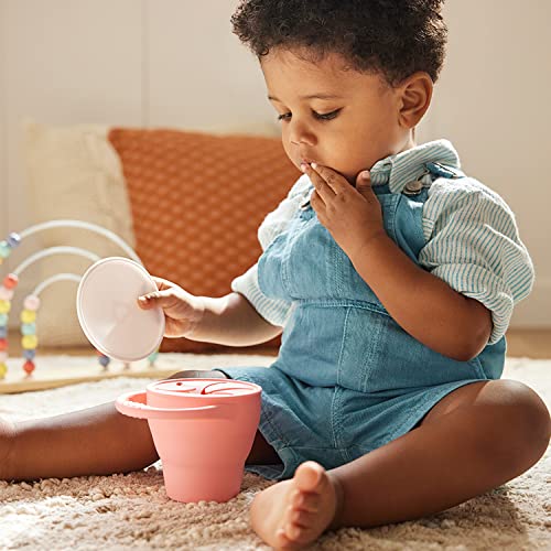 Image of Munchkin Snack Catcher Toddler Snack Cup with Lid, Silicone, Collapsable, Coral /Pink