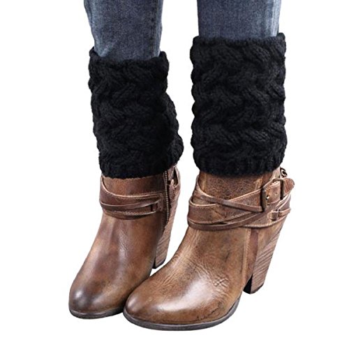 ZARU 1 par Las mujeres del invierno de la aguja calentadores de la pierna Calcetines párrafo del escrito grueso de la cubierta de arranque (BK)