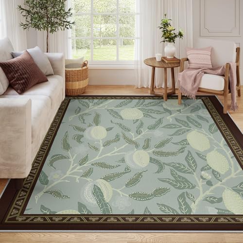 Tapis d'espace 140x200cm lavable vert avec bordure marron