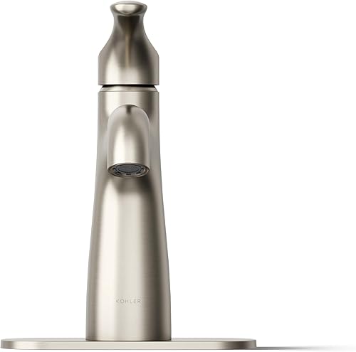 Miniatura 10 de Kohler 27389-4-BN Simplice - Grifo para lavabo de baño, 1 agujero, grifo de baño de una sola manija con drenaje clicker, 1.2 gpm, níquel cepillado