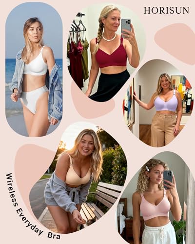 Image of HORISUN Comfortable Seamless Full Coverage Bra for Women Wireless Bras with Soft Support Regular and Plus Size