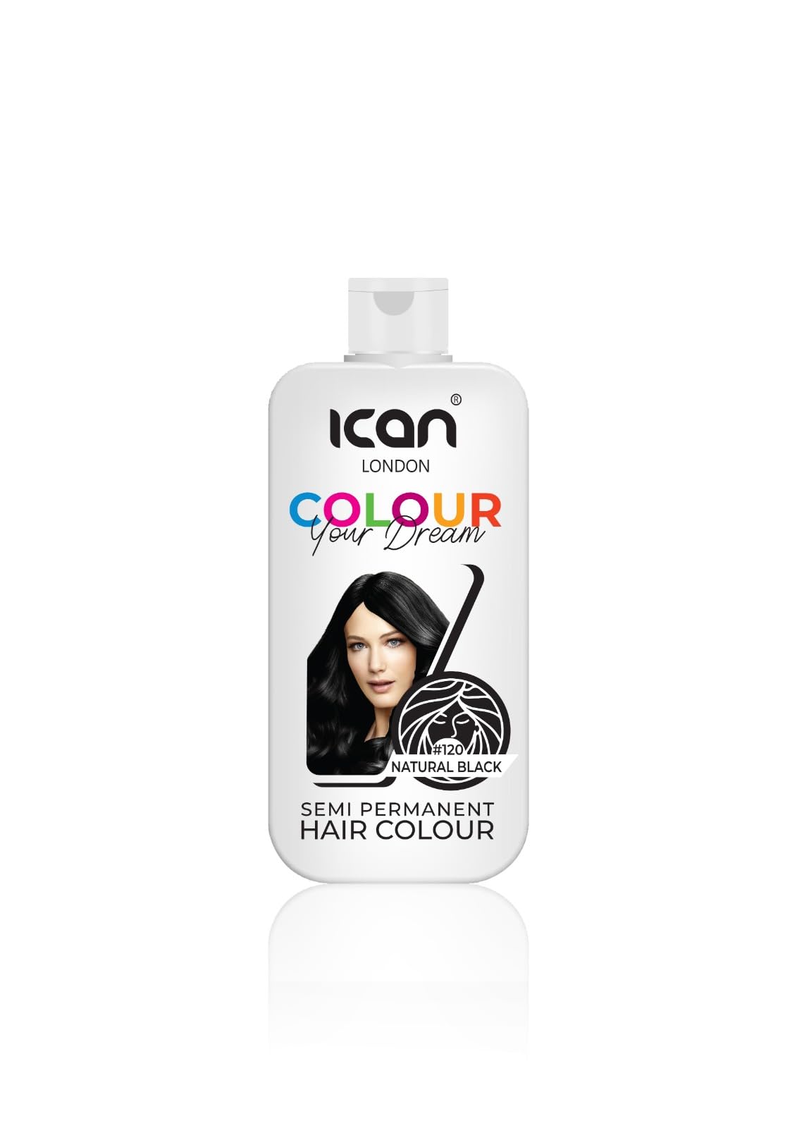 ican London Colour Your Dream Semi Permanent Hair Color 100ml (120-NATURAL BLACK)