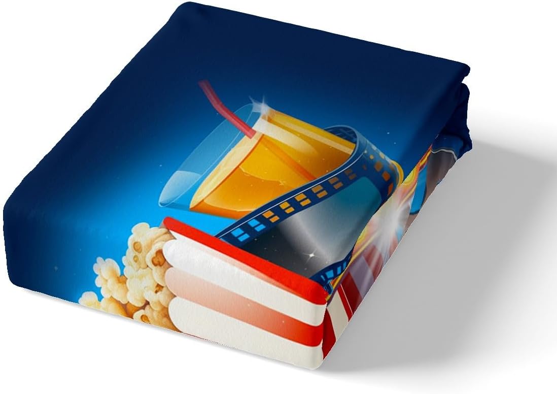 Castle Fairy Movie Theme Bedding Set,Vintage Cinema Ticket Duvet Cover for Kids Teens Boys Girls,Theater Comforter Cover Decorative Room,Popcorn Quilt Cover with 2 Pillowcases,King Size(No Comforter)