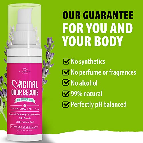 The Crown Choice Natural Feminine Wash for Women - Best Vagina Wash for Sensitive Skin - Gentle Vaginal Cleanser, pH Balance Female Soap - Relieves Vaginal Itch, Irritation & Odor - Made in USA
