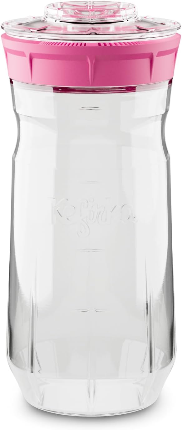 Kefirko The Ideal Set to Make Milk Kefir or Water Kefir at Home (1.4 Litres) pink