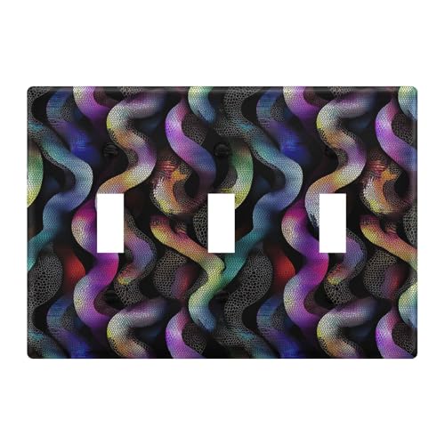 Light Switch Cover Rainbow Pastel Black Snakes Wall Plates for Electrical Outlets 3 Gang 202b7155
