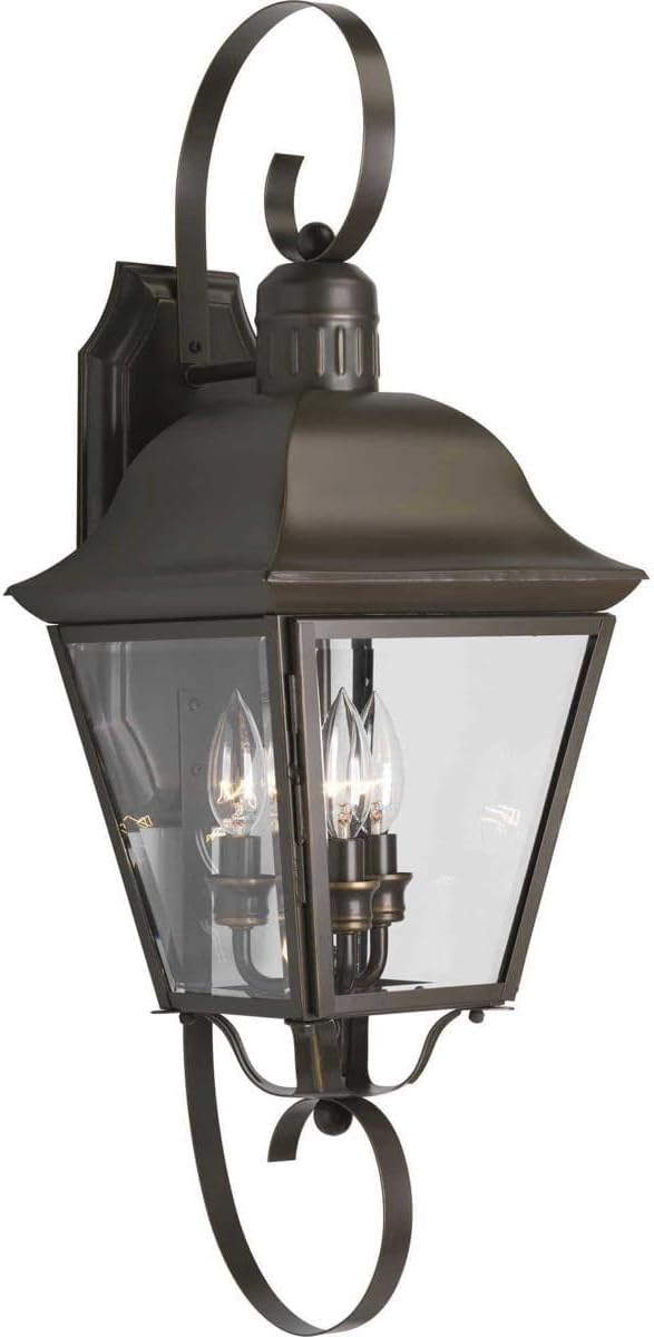 Progress Lighting Andover Collection 2-Light Clear Beveled Glass Farmhouse Outdoor Medium Wall Lantern Light Antique Bronze