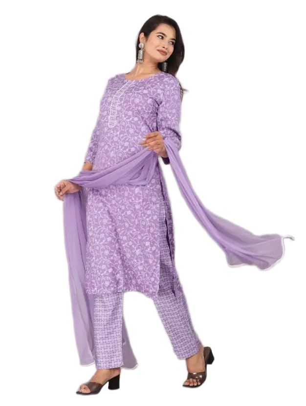 Women Embroideried ethnic kurta pant dupatta set(AZ 3034 ETHNIC SET)-picture-22