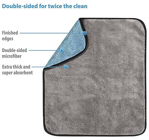 Image of Auto Hub 400 GSM, Microfiber Double Layered Cloth 30x40 Cms 4 Piece (Blue) Cloth Set, Extra Thick Microfiber Cleaning Cloths Perfect for Bike, Auto, Cars Both Interior and Exterior.