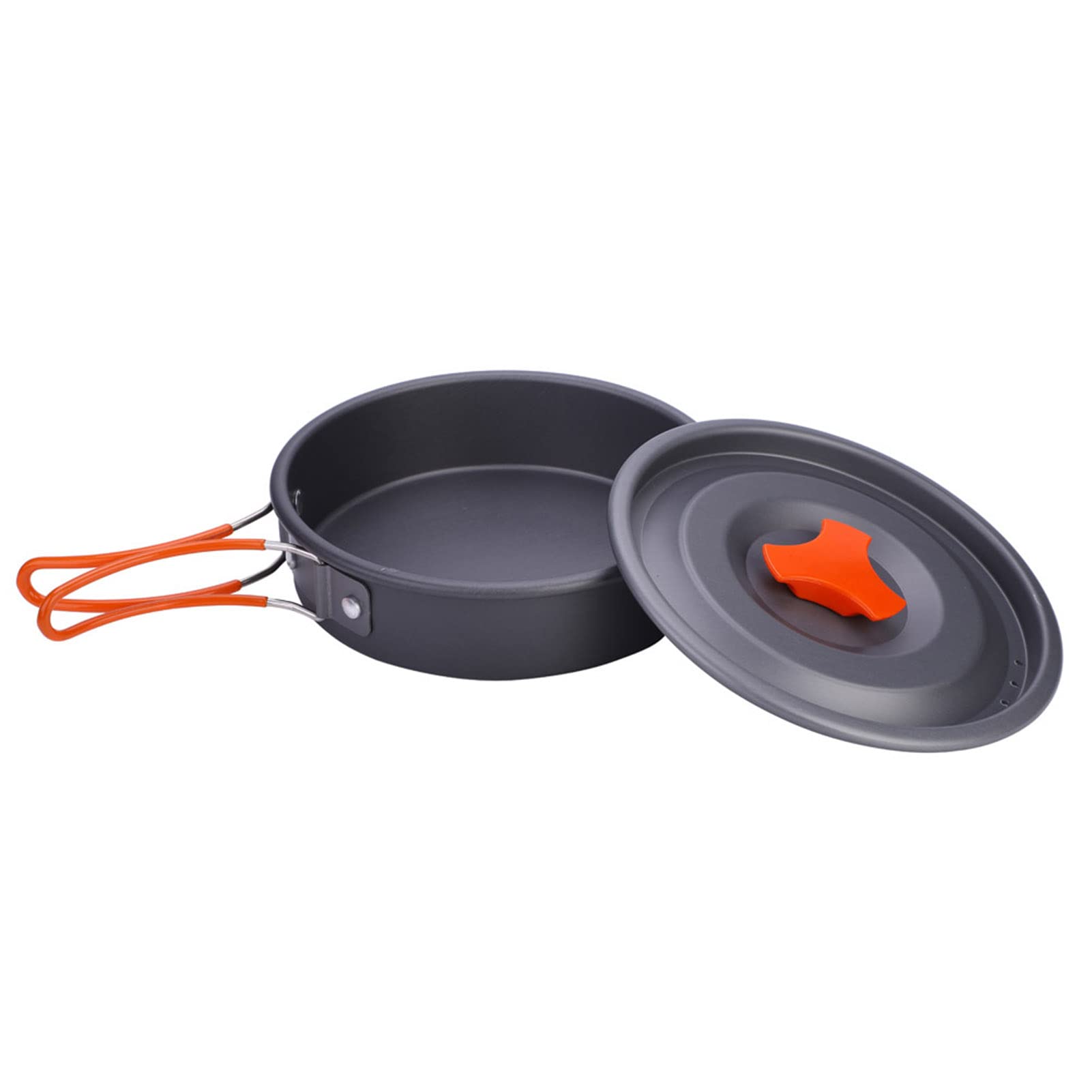 AOTU 8pcs Cookware Set Lightweight Durable NonStick Aluminum Alloy Outdoor Camping Hiking Cooking Picnic Bowl Pot Pan Set for 1-2 People