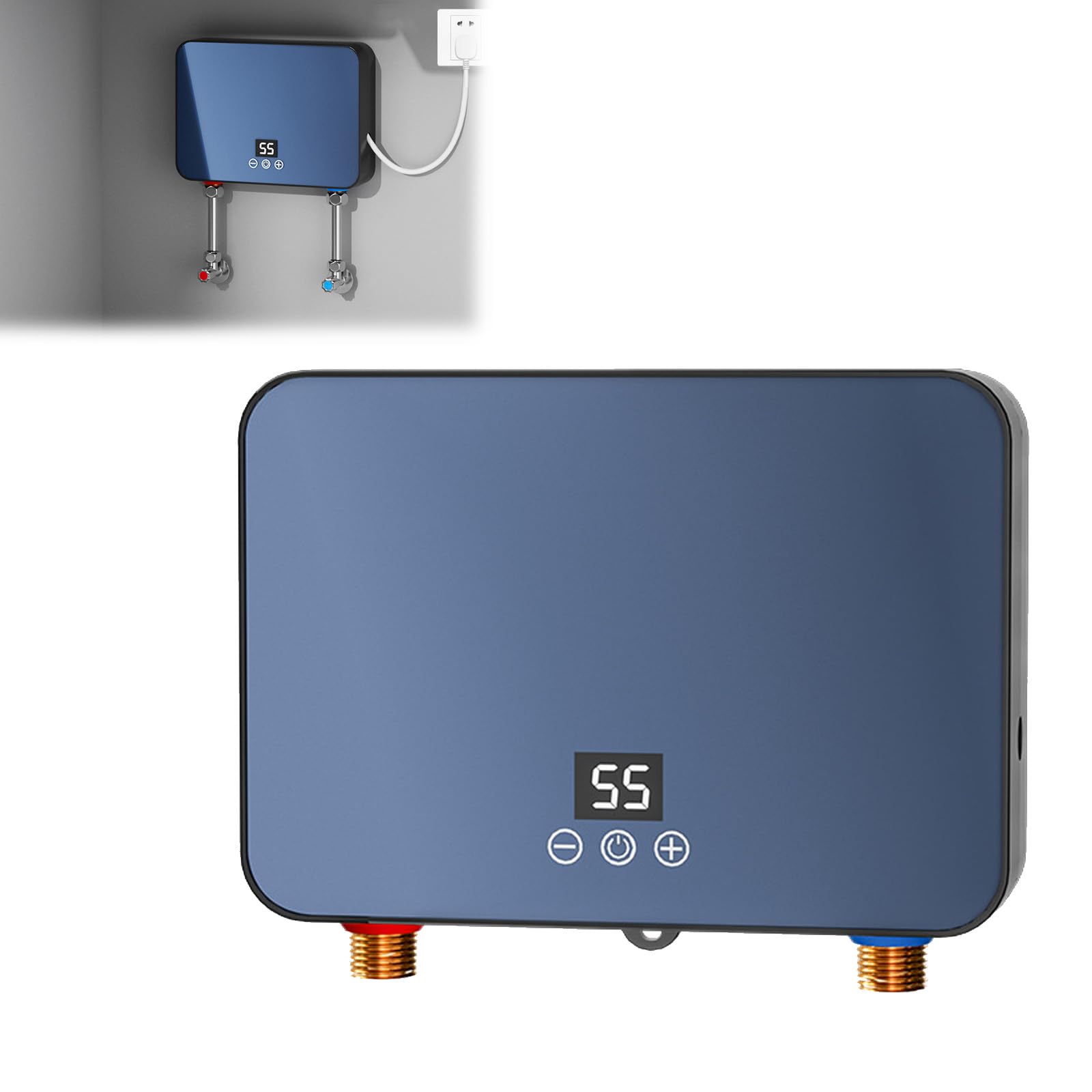 6000W Scaldabagno Elettrico Istantaneo, Scaldabagno con Display Led Della Temperatura, Scaldabagno Istantaneo per Cucina, Bagno, Regolazione Della Temperatura 30-55 °C
