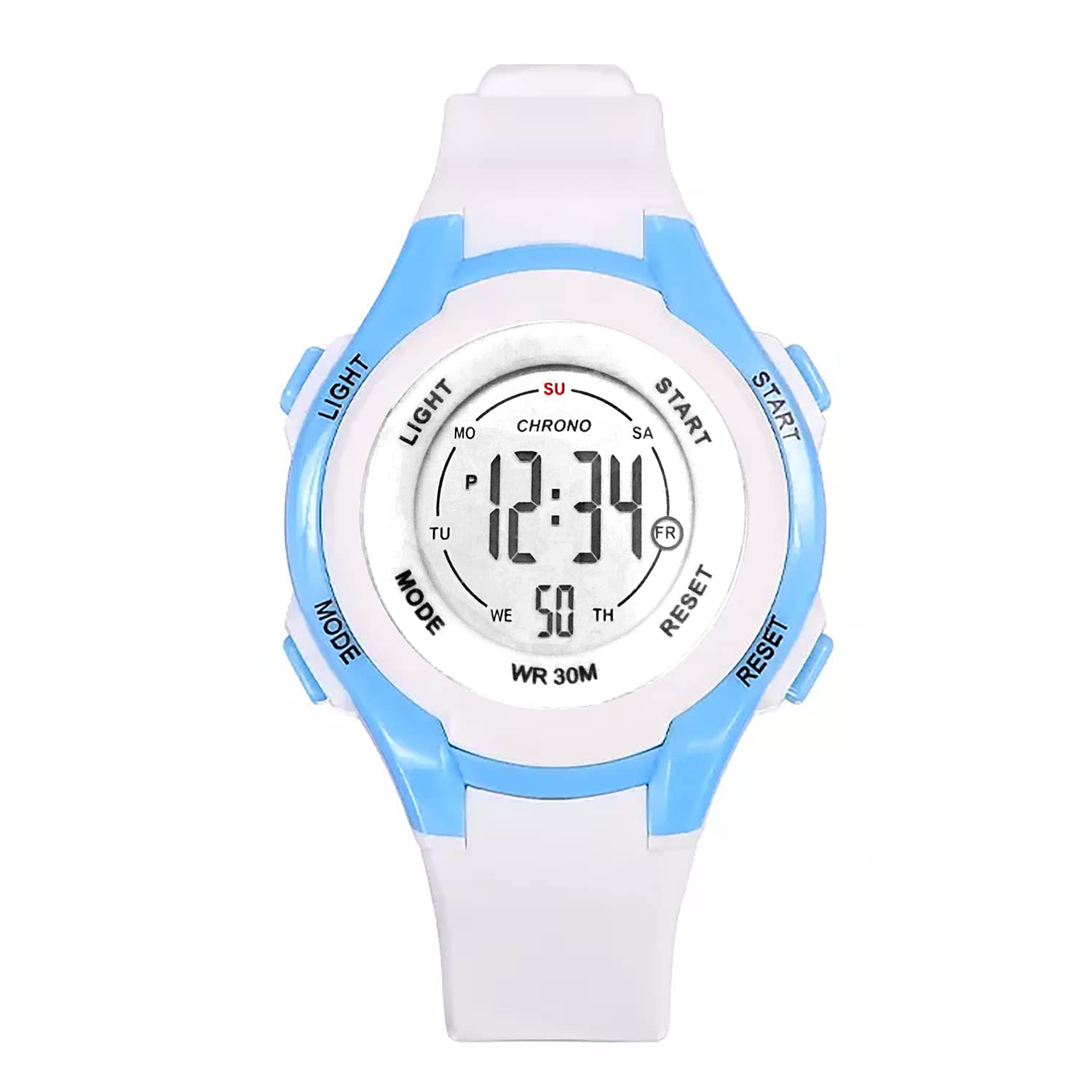 Time Up Digital Dial Dual Color Children Wristwatch with Alarm & Stopwatch Functions Sports Watch for Boys & Girls (Age:4-12 Years)-M5128-X (White) (B0B9854JZS) Amazon Price History, Amazon Price Tracker