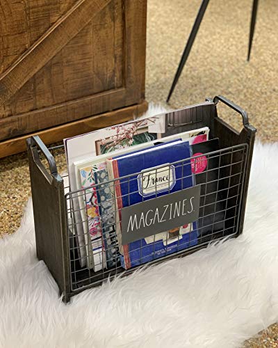 image for Rae Dunn Magazine Holder - Space Saving Organizer Rack for Books, File