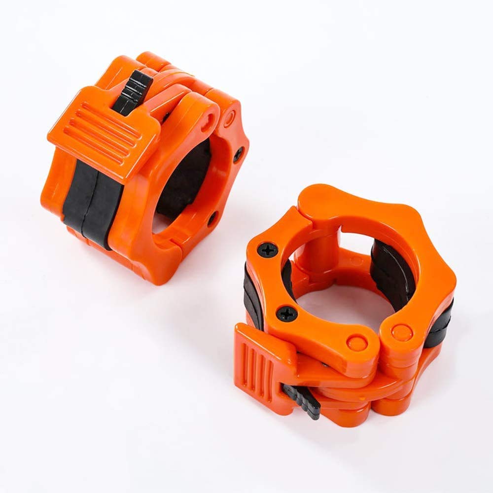 Olympic Barbell Clamps Quick Release Pair of Locking 2" 50mm Solid ABS Locking Barbell Collars (Orange)