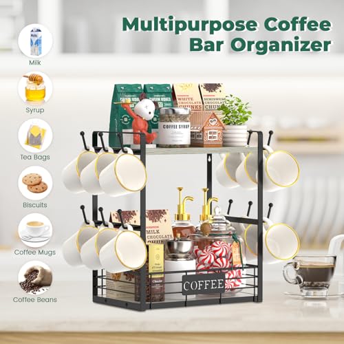 EsLuker.ly 2-Tier Coffee Bar Rack Countertop Organizer