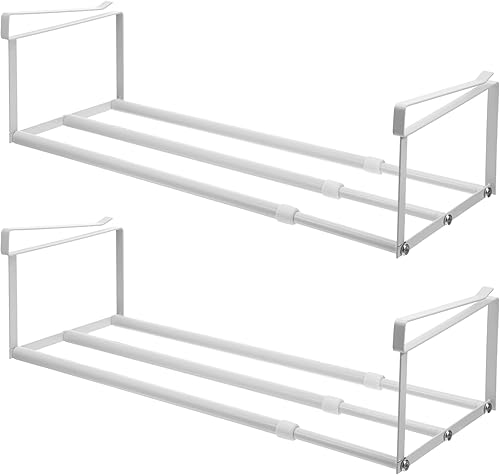 Miniatura 1 de Organizador de zapatos expandible de 2 piezas, estante colgante para zapatos debajo del gabinete, estante de almacenamiento con clips de 34 pulgadas