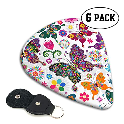 Lot de 6 médiators colorés en forme de papillons et fleurs pour guitare acoustique, guitare électrique, basse, ukulélé… - Les Beatles, Paul McCartney, John Lennon, RIngo Starr, George Harrison Lot de 6 médiators colorés en forme de papillons et fleurs pour guitare acoustique, guitare électrique, basse, ukulélé… – Image 3