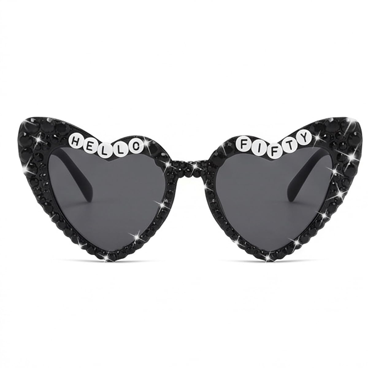 Tbay 50th Birthday Glasses, HELLO FIFTY Sunglasses Black 50th Birthday Glasses for Funny Fifty Gifts (Black- Fifty)