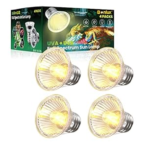Bonlux E27 Bombilla de calefacción 50W LED Lámpara de calor de tortuga para mascotas 220-240V UVA + UVB E27 Bombilla de reptil Acuario, bombillas de hábitat de mascotas (4 piezas)