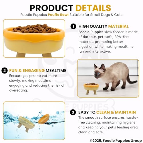 Image of Foodie Puppies Cat Food and Water Feeder - 250ml (Pouffe Bowl) | Durable and Anti Vomiting Cat Bowl for Persian Cat Prevent Tipping Over | Elevated Feeder for Cats and Small Dogs