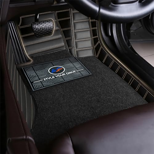 Image of Autofurnish Premium 9D Car Mat Full Set for Hyundai Creta 2015-19 || Luxury Leather Dual-Stitch Full Set 9D Car Floor Mat || 100% Waterproof || Color : Black Beige