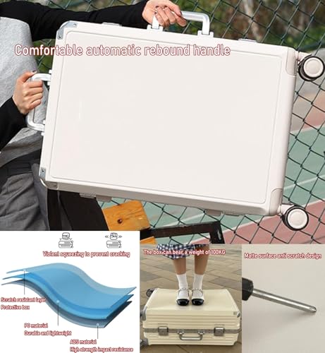 Carry on Luggage Ultra Lightweight Hard Shell Suitcase Cabin Size Wear Resistant Aluminum Frame 360 ° Universal Wheel TSA Password Lock,White,20in3