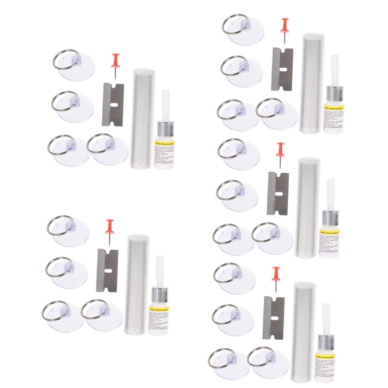 Amosfun 5 Juegos Kit de Reparación de Grietas para Parabrisas Reparador de Arañazos de Vidrio para Automóviles Efectiva y Práctica para Daños Ventanas de Coche
